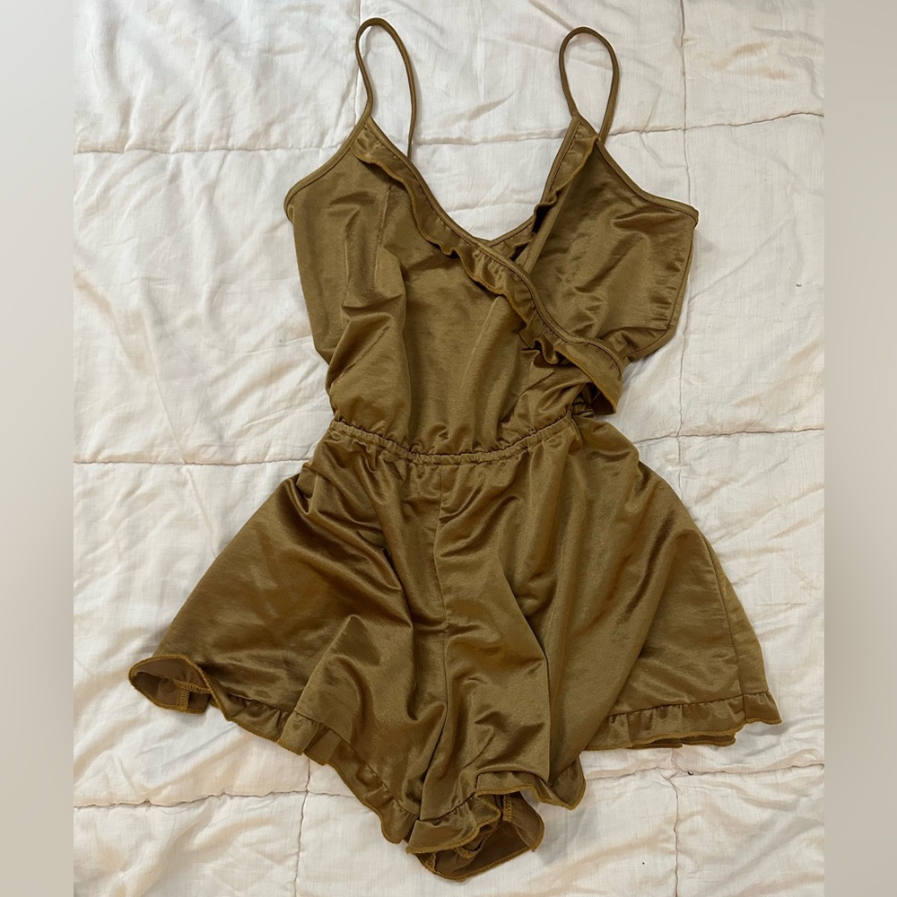 Express Brown Satin Romper